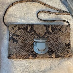 Michael Kors Snake Print Shoulder Bag with Removable Strap, Silver Hardware